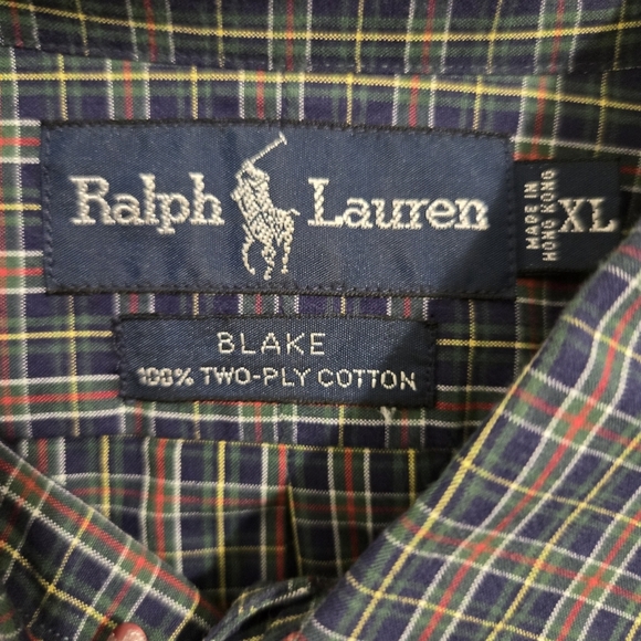 Ralph Lauren Navy Red Green Yellow White Plaid Button Down Men Big and Tall XL - Picture 2 of 7